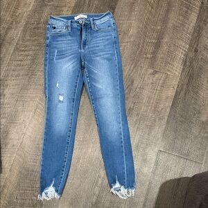 KanCan Women's Medium Blue Distressed Skinny Jeans